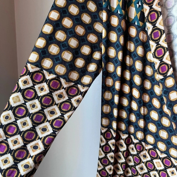 Garnet Hill Women’s Multicolor Geometric Print Wrap Dress Size Small artsy knit - Picture 9 of 9